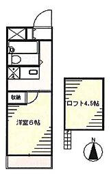 東京メトロ丸ノ内線 荻窪駅 徒歩19分の賃貸マンション 3階1SKの間取り