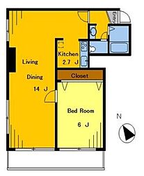 JR中央線 高円寺駅 徒歩4分の賃貸マンション 3階1LDKの間取り