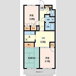 プライムアーバン武蔵小金井 3DKの間取図画像