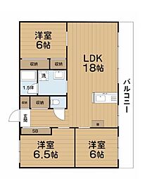 西村ビル 3LDKの間取図画像