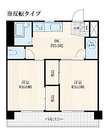 ノースメインビル 2DKの間取図画像