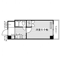 クレール花小金井 1Kの間取図画像