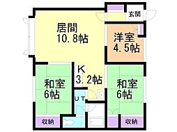 藤みどりハイツ 3LDKの間取図画像