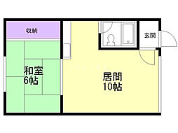 西野ハイツ 1LDKの間取図画像
