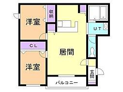 アルグレース豊岡 2LDKの間取図画像
