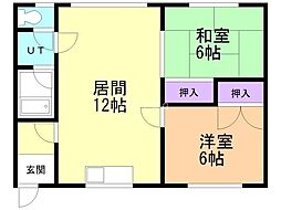 南永コーポ第1 2LDKの間取図画像