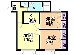 プリシード 2LDKの間取図画像
