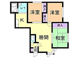 大町1・2ハイツ 3LDKの間取図画像