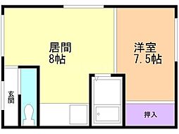 ハイツひまわり 1LDKの間取図画像