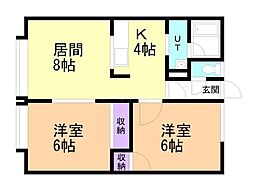 シティハウスNo.4 2LDKの間取図画像