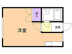 忠和グリーンハイムB 1Kの間取図画像
