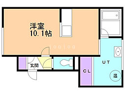 ガルル2 ワンルームの間取図画像