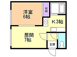 アリガトウハウス 1LDKの間取図画像