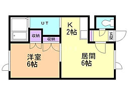 メープルジョイ 1DKの間取図画像