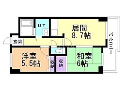 メセナ常磐 2LDKの間取図画像