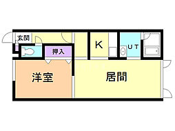 シンフォニー宮下 1LDKの間取図画像