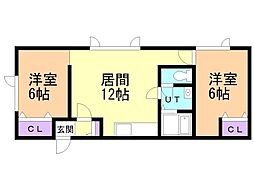 スターハイツ常磐公園 2LDKの間取図画像