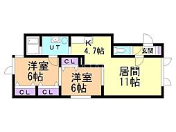 ウィステリア 2LDKの間取図画像