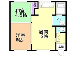 日の出マンション 2LDKの間取図画像