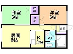 SK521ハイツ 2LDKの間取図画像
