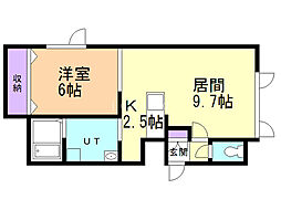 ソレイユ・1 1LDKの間取図画像