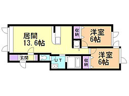 レヴェントン 2LDKの間取図画像
