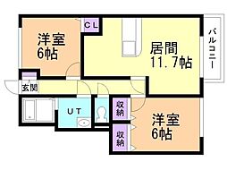 クレメント 2LDKの間取図画像