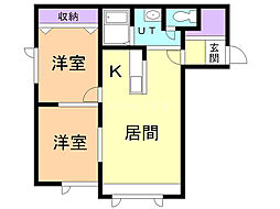 ルシェール714 2LDKの間取図画像