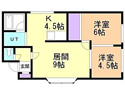 Galaxy天の川 2LDKの間取図画像