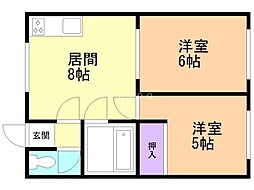 コーポ西町 2DKの間取図画像