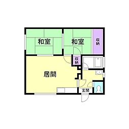南山コーポ 2LDKの間取図画像