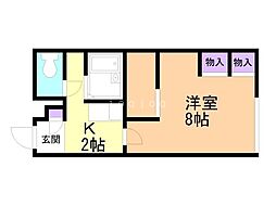 レオパレスエカリミア 1Kの間取図画像