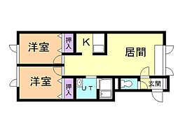 トーワ東7条A 2LDKの間取図画像