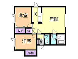 タケイチハイツB 2LDKの間取図画像