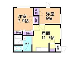 シティー5-2 2LDKの間取図画像