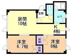 レスポワールベル 2LDKの間取図画像