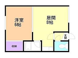 神旭コーポ 1LDKの間取図画像