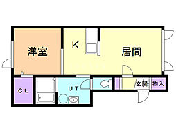 動物園通りMS 1LDKの間取図画像