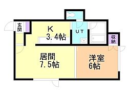 サフラン 1LDKの間取図画像