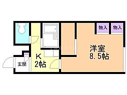 レオパレス芽生ステラ 1Kの間取図画像