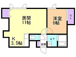 NEO-SY 1LDKの間取図画像