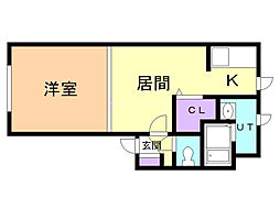 パークタウン4条B 1DKの間取図画像