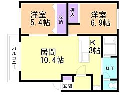 ワックスウイング宮下24A 2LDKの間取図画像