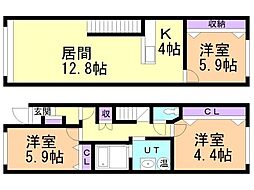 ateena3.23 3LDKの間取図画像
