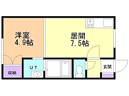 マンション武田1 1DKの間取図画像