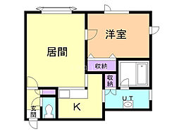 カリオンR 1LDKの間取図画像