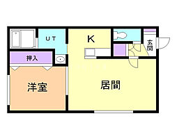 フラワーハイツ2 1LDKの間取図画像