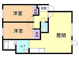 エコワンネオ14 2LDKの間取図画像