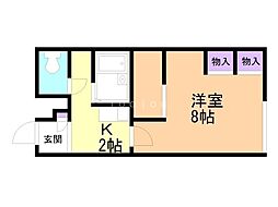 レオパレスルナ 1Kの間取図画像