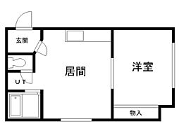 藤グリーンビル 1DKの間取図画像